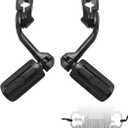 FOVPLUE 1.25" Highway Footpegs,Long Angled Adjustable Highway Pegs w/Mounts for Harley Touring Street Glide Electra Glide Road King Softail CVO Dyna Trike VRSC Sportster w/1-1/4" Engine Guard,Black#1