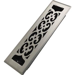 Howeall 2x10 Inches Heavy Duty Walkable Floor Register Easy Adjust Air Supply Lever Floor Vents - Charlotte Design - Vent Cover for Home Floor - Satin Nickel