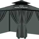 Gazebo Universal Replacement Privacy Curtain, 10'X12' Gazebo Outdoor Waterproof, 4-Panels Sidewall Curtains with Zipper for Patio, Garden and Backyard (Only Curtains, 10'x12', Grey)