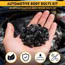 Upgraded 60 PCS 1/4" U-Nut Clips & Hex Head Body Bolts Kit, Automotive Fasteners (30 Sets)  Fender Bolts, Bumper Screws & Engine Splash Shield Hardware  Rust-Resistant Metal Clips & Bolts (White)