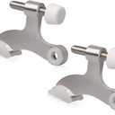 2 Pack Hinge Pin Door Stopper Brushed Satin Nickel - Adjustable Heavy Duty Hinge Pin Door Stop with White Rubber Bumper Tips