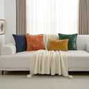 FUTEI Oatmeal Chenille Throw Pillow Covers 16x16 Inch Set of 2,Soft Cozy Bound Edge Design Cushion Case,Home Decor for Couch Bed Living Room