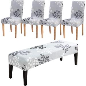 CRFATOP Dining Room Chair Covers Slipcovers Set of 4 with Bench Chair Cover tretch Dining Chair Covers Upholstered Bench Slipcover for Hotel Ceremony Banquet Wedding Party,18 (Color B20)