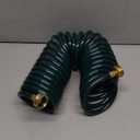 Coil Hose 25FT EVA Coil Garden Hose With 3/4'' Brass Connector Coiled Water Hose Lightweight And No Kink Includes 7 Patterns Spray Nozzle For Outdoors Lawn Watering Car Washing (Green)