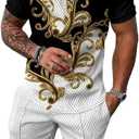 Mens short sets outfits 2 piece Summer Tracksuit Short Sleeve Polo men's shirt and short sets summer outfits for men, 3XL