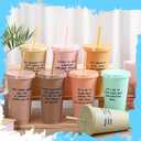 Skylety 32 Pcs Employee Appreciation Week Gift Bulk 24oz Inspirational Plastic Cup Tumbler with Straw Lid Staff Team Appreciation Gift Reusable Cup for Coworker Employees Volunteer 
