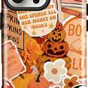 Girls Cute Case for iPhone 16 Pro, Pumpkins Flowers Women Phone Cases | Dual-Layer Shockproof Protection
