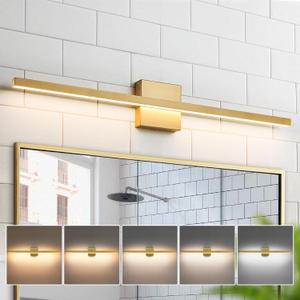 Epinl Gold Vanity Lights for Bathroom - 31.5 inch Brushed Gold Bathroom Light Fixtures Over Mirror 22W LED Dimmable Wall Sconce Lighting Fixture 5CCT Vanity Light Bar for Bathroom Bedroom, 32 Inch