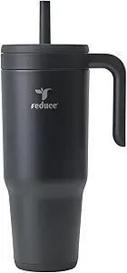 REDUCE Chiller Vacuum Insulated 40 oz Tumbler with Spill-Proof Silicone Straw - Sustainable Tritan Lid with Water Intake Markers - Soft Sit Base Travel Mug - Dishwasher Safe - Phantom
