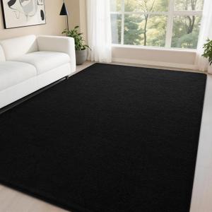 DweIke 6x9 Black Area Rugs for Bedroom, Super Soft Living Room Rug, Thickened Memory-Foam Throw Carpet, Non-Slip and Washable Carpets for Kids Boys Girls Room Dorm Nursery Home Decor