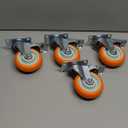 4 Inch Industrial Heavy Duty Swivel Caster Wheels with Brake,Set of 4 Safety Locking Casters,Load 2000lbs,Premium Polyurethane Wheels for Table,Trailer,Saw Table,Stage Toolbox,Bed,Corn Board (Orange)