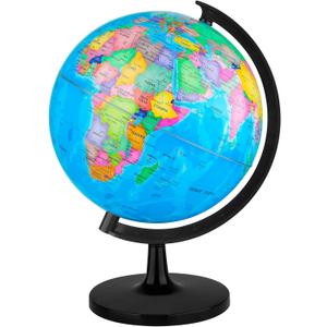 Wizdar 10'' World Globe for Kids Learning, DIY Assemble Educational Rotating World Map Globes Large Size Decorative Earth Children Globe for Classroom Geography Teaching, Desk and Office Decoration