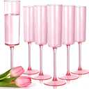 Ciaell 24 Pack Pink Plastic Champagne Flutes - Pink 6 Oz Disposable Champagne Glasses - Square Plastic Toasting Glasses for Party Birthday Anniversary Wedding & Mother's Day