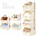 4 Tier Hanging Closet Organizer,Disassemblable Clothes Hanging Shelves,Fabric Closet Organizer System for Space-Saving,Foldable Storage Basket for Bedroom, Rv (1 Pack,Beige)