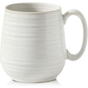 Hasense Large Coffee Mug,20 oz Ceramic Tea Cup for Office and Home, Big Coffee Mug with Handle for Latte Coffee Tea Soup, Dishwasher and Microwave Safe, 1 PCS (Clay-Infused White)