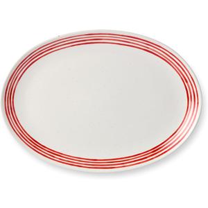 Certified International Dockside Red Oval Platter 16 x 12 Stylish Stoneware Serving Plate for Elegant Dinners & Gatherings. Ideal for presenting seafood, roast meats, appetizers, or baked goods.