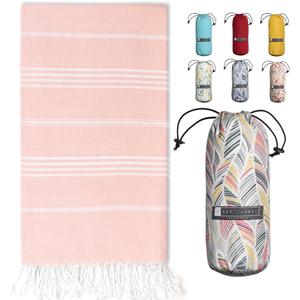 BAY LAUREL Turkish Beach Towel with Travel Bag 39 x 71 Quick Dry Sand Free Lightweight Large Oversized Towels Light