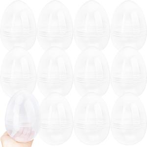 12 Pack 6 Inch Jumbo Clear Easter Eggs Large Fillable Easter Egg Transparent Plastic Empty Easter Eggs for Easter Hunt Gift Fillers Hanging Decorations