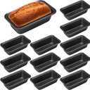 Uiifan 12 Pcs Mini Loaf Pan for Baking Bread Non Stick Small Banana Bread Tins Mini Loaf Pans for Nonstick Tiny Meatloaf Pan Carbon Steel for Oven and Baking (6 x 3.3 x 2inch,Gray)