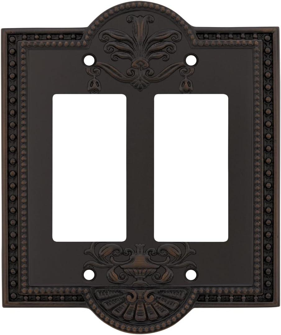 Nostalgic Warehouse Meadows Light Switch Cover Plate (Double Rocker, Timeless Bronze)