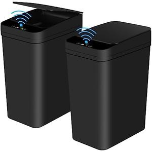 Anborry Bathroom Automatic Trash Can 1 Pack 2.2 Gallon Touchless Motion Sensor Small Slim Garbage Can with Lid Smart Electric Narrow Garbage Bin for Bedroom Office Kitchen (Black)