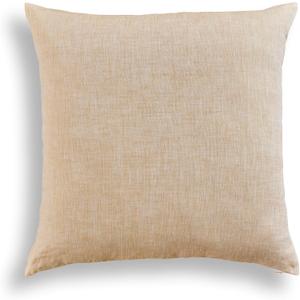 Solino Home 100% Pure Linen Decor Pillow Cover Beige, Montauk 20 x 20 in | Cushion Sham, a soft cushion cover for sofas, beds, and benches, textured handwoven linen, Champagne Beige, OEKO-TEX Certified