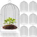 Novabright 6 Pack Garden Cloches for Plants 12" x 16" with Stakes & Zip Ties, Plant Covers from Animals Large Metal Mesh Chicken Wire Cloche Plant Protector Cage for Vegetable Garden Outdoor (Silver)