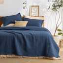 Bedsure Navy Quilts Queen Size - Queen Quilt Bedding Set Bedspread Coverlet, Lightweight Neutral Striped Bedding, 3-Piece Set with 90"x96" Coverlet & 2 Pillow Shams, All-Season Soft Microfiber