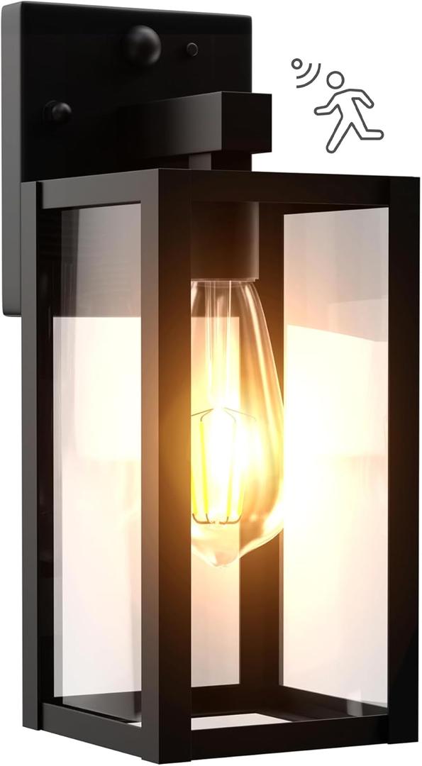 Dawn to Dusk Outdoor Sensor Motion Sensor Light Fixture Waterproof Porch Lights Anti-Rust Exterior Wall Mount Light Outdoor Wall Lantern for Patio Front Door Garage (1 Pack)