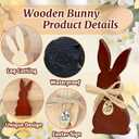 2 x Easter Decorations for Home: 4 pcs Bunny Table Decorotions Wooden Bunny Decorotions Centerpiece Signs with Bow Tie, Sign, Rustic Tiered Tray Decor Farmhouse Bunny Decorations for Table, Vintage Easter Gifts