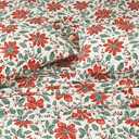 DAUAOTO Cotton Holiday Sheets Set Twin Size Printed Bedding Sets, Up to 14" Deep Mattress, Bedlinen Set Christmas Flower Pattern