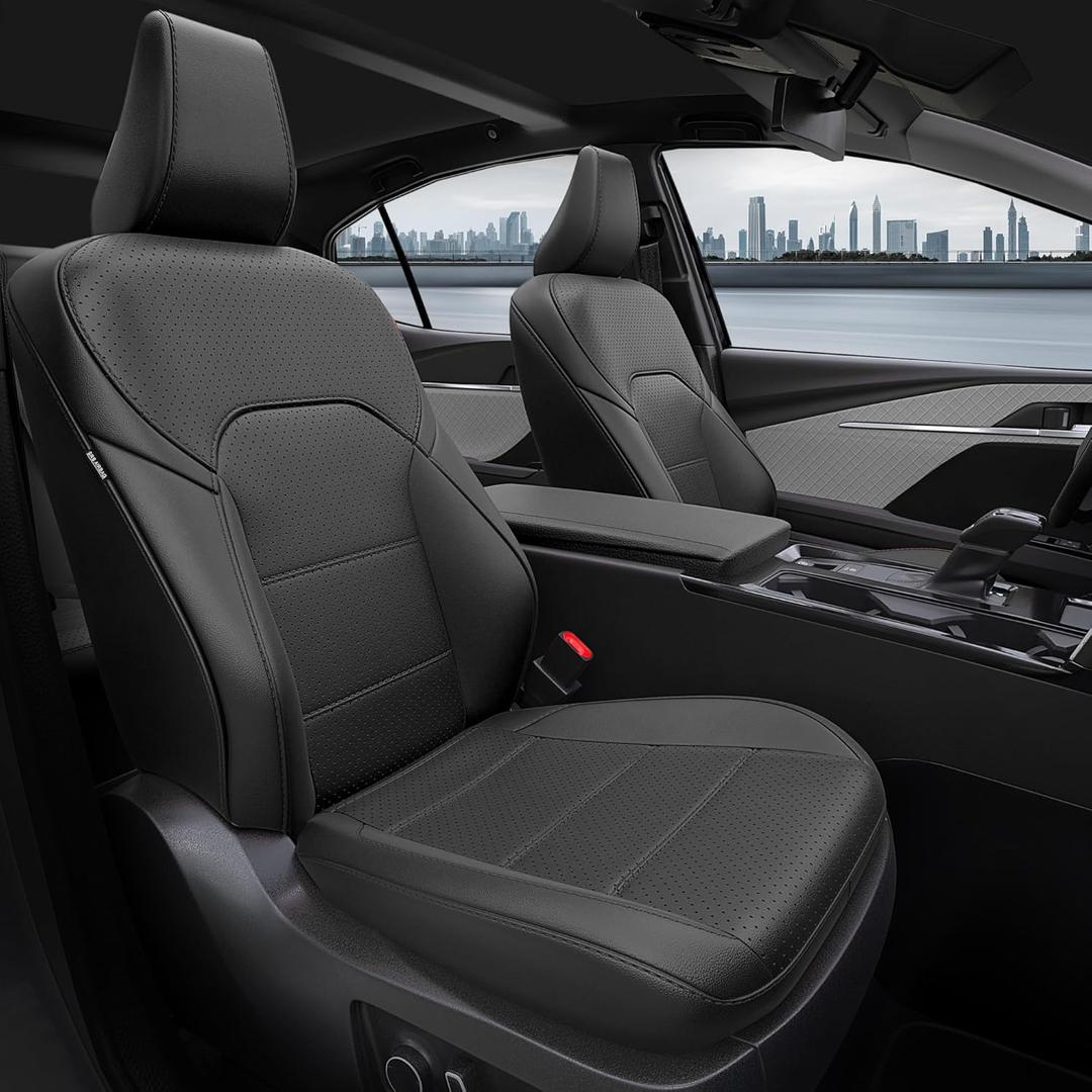 Custom Fit Seat Covers for Toyota Camry 2025-2026 LE/SE - Premium Faux Leather Full Set with 4-Layer Waterproof Protection (Black)