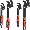 4 PCS Multi-Function Adjustable Wrench, 0.6-1.2" & 1.2-2.4" Self Adjusting Spanner Wrench, Universal Power Grip Pipe Wrench, 10 Inch and 15 Inch