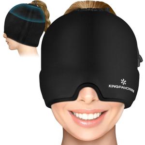 Gel Ice Migraine Headache Relief Cap, Adjustable Headache Cap Migraine with Drawstring Fits All Heads, Cold Compression Migraine Relief Cap for Tension, Stress, Sinus, Puffy Eyes, Hot/Cold Therapy