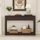 BON AUGURE Entryway Console Table with 2 Fluted Drawers, 47" Walnut Brown