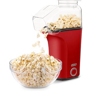DASH Hot Air Popcorn Popper Maker with Measuring Cup to Portion Popping Corn Kernels + Melt Butter, 16 Cups - Red