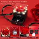 Preserved Red Rose Necklace with I Love You Heart - Forever Flowers Romantic Gifts for Women Mom Wife Girlfriend Grandma, Perfect for Valentine's Day Mother's Day Christmas Anniversary Birthday, Medium