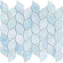 Tilingview 10-Sheet Peel and Stick Backsplash Tile for Kitchen, Self-Adhesive Mosaic Glossy Leaf Stick on Wall Tile with Gaps (Pastel Blue)