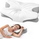 Cervical Memory Foam Pillow for Neck Pain Relief, Ergonomic Contour Pillow for Side, Back and Stomach Sleepers, Cooling Removable Breathable Pillowcase, Dual-Height Design, Queen Size