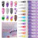 EBANKU 12 Colors Nail Art Pens Kit 0.5MM Ultra-Fine Tip 3D Nail Polish Pens Quick-Dry Acrylic Paint Pens Nail Markers Dotting Tools for Valentine's Heart Nails Home & Salon Manicure
