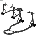 Garvee Motorcycle Stands Front and Rear, 900 LB Heavy Duty Front & Rear Wheel Lift Combo with Prong Adapters+L Adjustable Swingarm Spool, Universal Paddock Stands for Most Motorcycles, Black