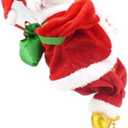 Climbing Santa Claus 9" Christmas Ornament Xmas Decoration Climbs Up and Down Battery Operated Toy with Light Music and Sound Animated Climbing on Beads Musical Moving Figure Xmas Christmas Ornament