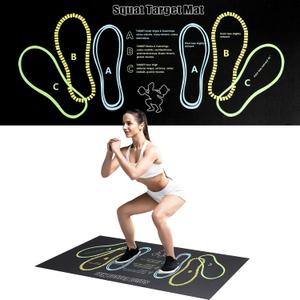 Squat Mat with Foot Position,Large Squat Target Pad 30'' X 13.8'',4mm Thickness Squat Mat Foot Positioning, Exercise Mat for Squats, Leg and Abdominal Workouts (Black)