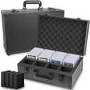 HESTECH 140+ Graded Card Storage Box, 4 Row Graded Card Case,Slab Case Includes 4 Foam Inserts,Sports Card Case Fits PSA,CSG,GMA,HGA,Sports Cards and Toploaders