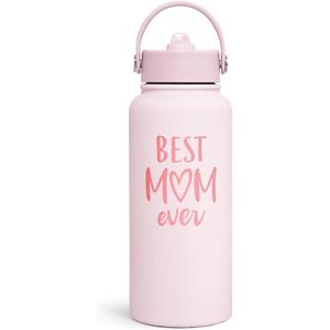 Mom Water Bottle, Best Mom Ever Bottles 32oz Stainless Steel Insulated with Lid, Gifts for Moms from Daughter Son, Gifts for Mother's Day Christmas Birthday
