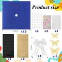 Gilprop 56 Pcs Graduation Grad Cap Decorations Kit DIY Glitter Card Stock Construction Paper Bow Artificial Flower Heads 3D Butterfly Rhinestones Letter Stickers Adhesive Dots for Grad Hat(Blue)