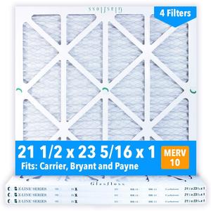 Glasfloss 21-1/2 x 23-5/16 x 1 Air Filters (Case of 4), MERV 10, Pleated, Made in USA