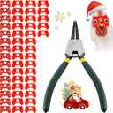50 Pcs Pinless Peepers with Stickers, Pliers for Chickens, Pheasant Poultry Blinders, Anti-Pecking Glasses (Medium)