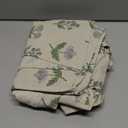 MUGINYU Linen Textured Ruffle Shower Curtain - Vintage Floral Block Print in Beige and Green, Boho Cottagecore Farmhouse French Country Bathroom Decor Set, 72x72 Inches