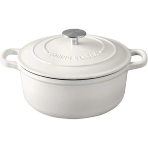 Dutch Ovens Enameled Cast Iron Covered 5.5 Quart Dutch Oven with Dual Handle for Bread Baking, White (5.5QT)